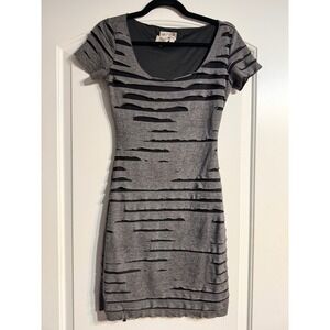 MSSP Max Studio Specialty Products Dress Small Gray Distressed Floral Edgy Artsy